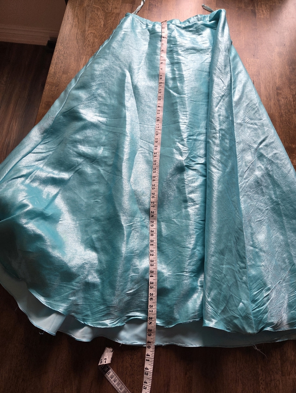 Icy Mint Turquoise Satin A-Line Maxi Skirt Frozen Princess Elsa - Picture 14 of 16